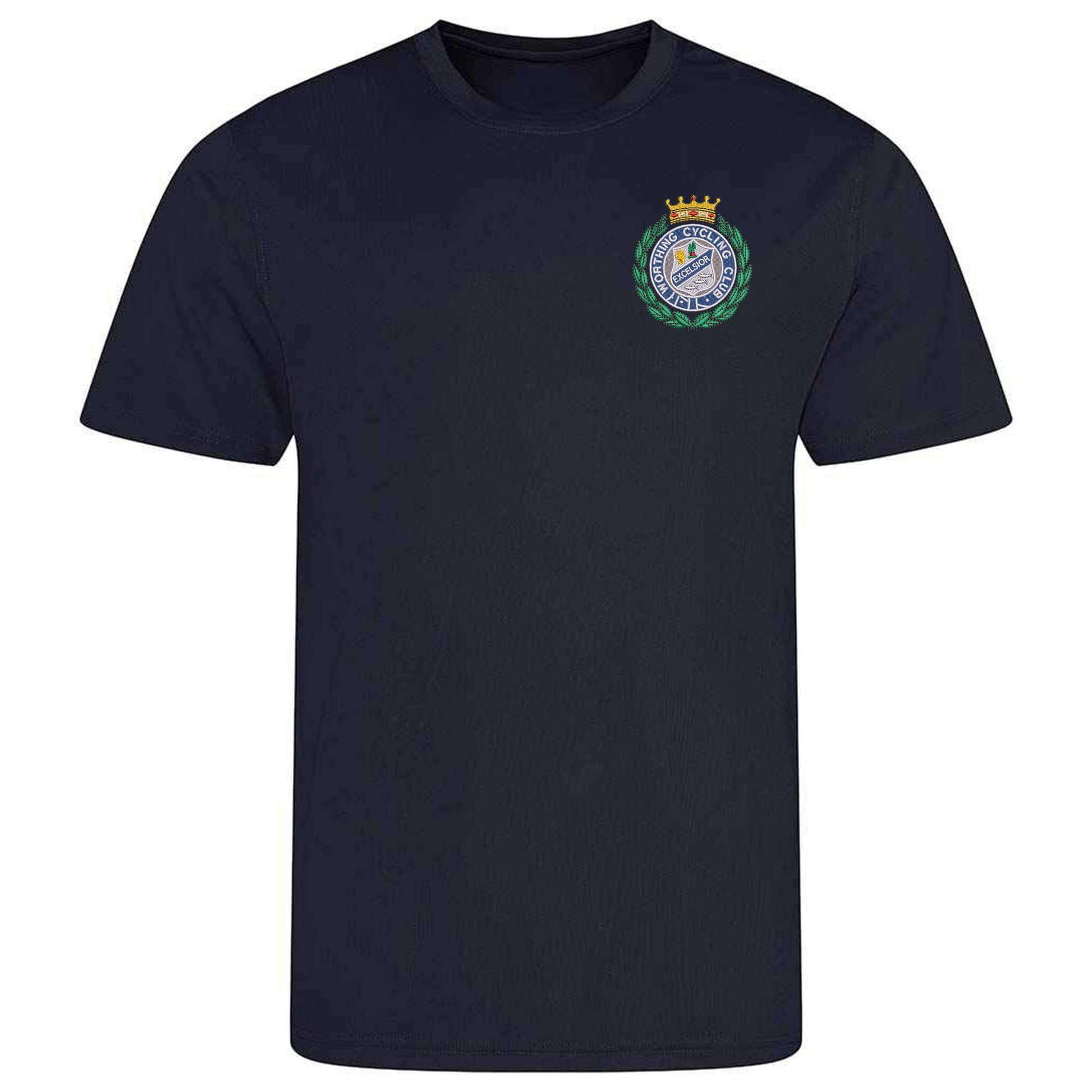 Worthing Excelsior Cycling Club Embroidered Wicking Material T-Shirt Royal Blue S