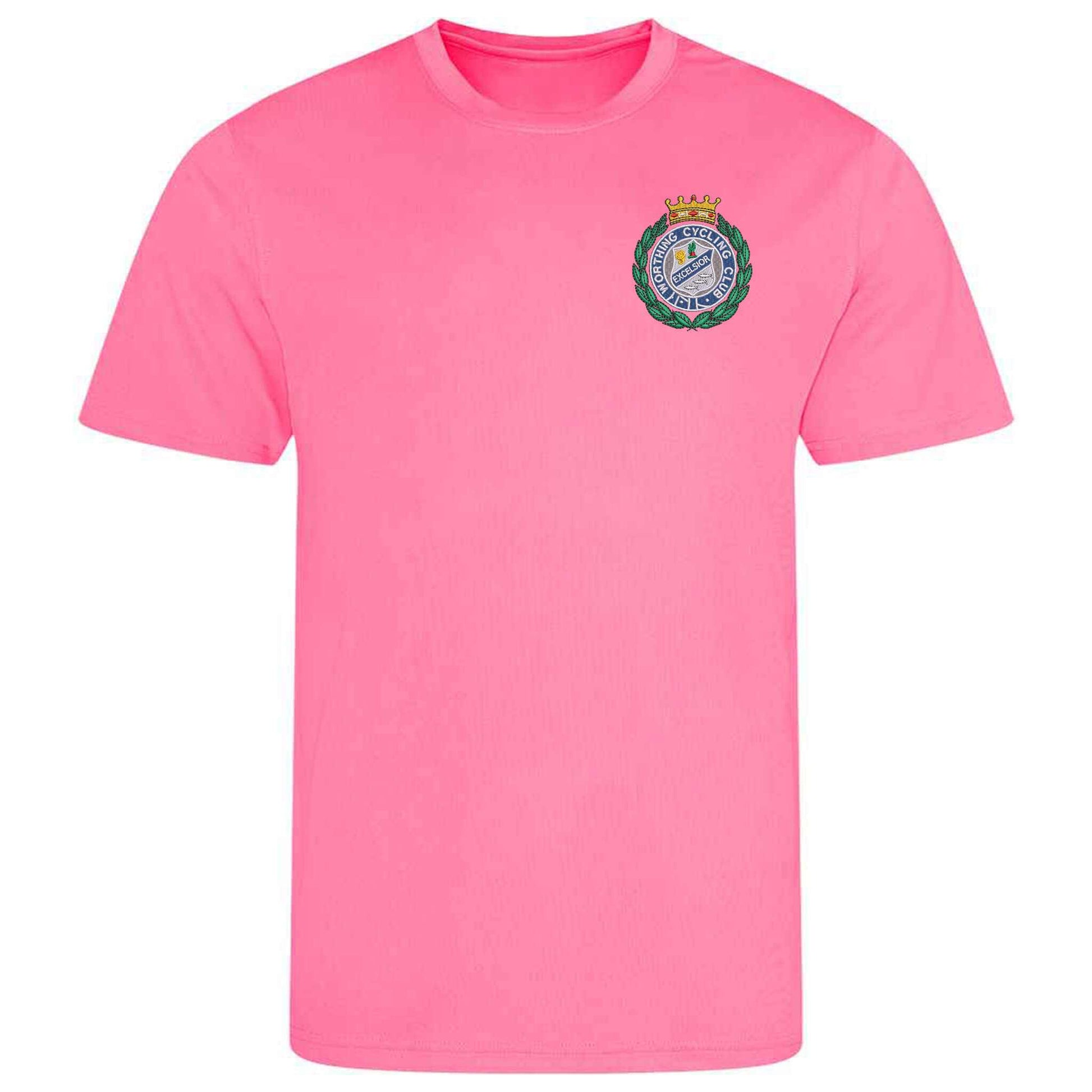 Worthing Excelsior Cycling Club Embroidered Wicking Material T-Shirt Pink M