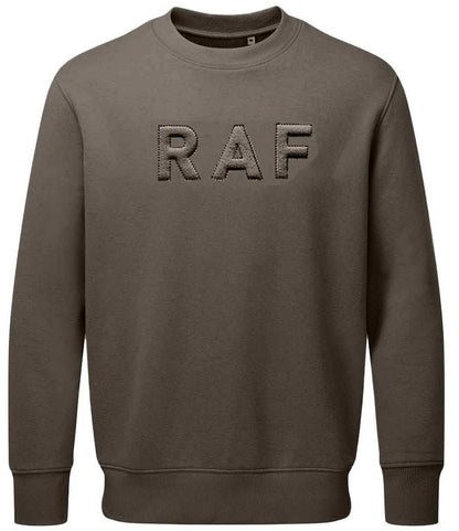 Royal Air Force sweatshirt with 3D puff embroidered RAF logo in khaki color.