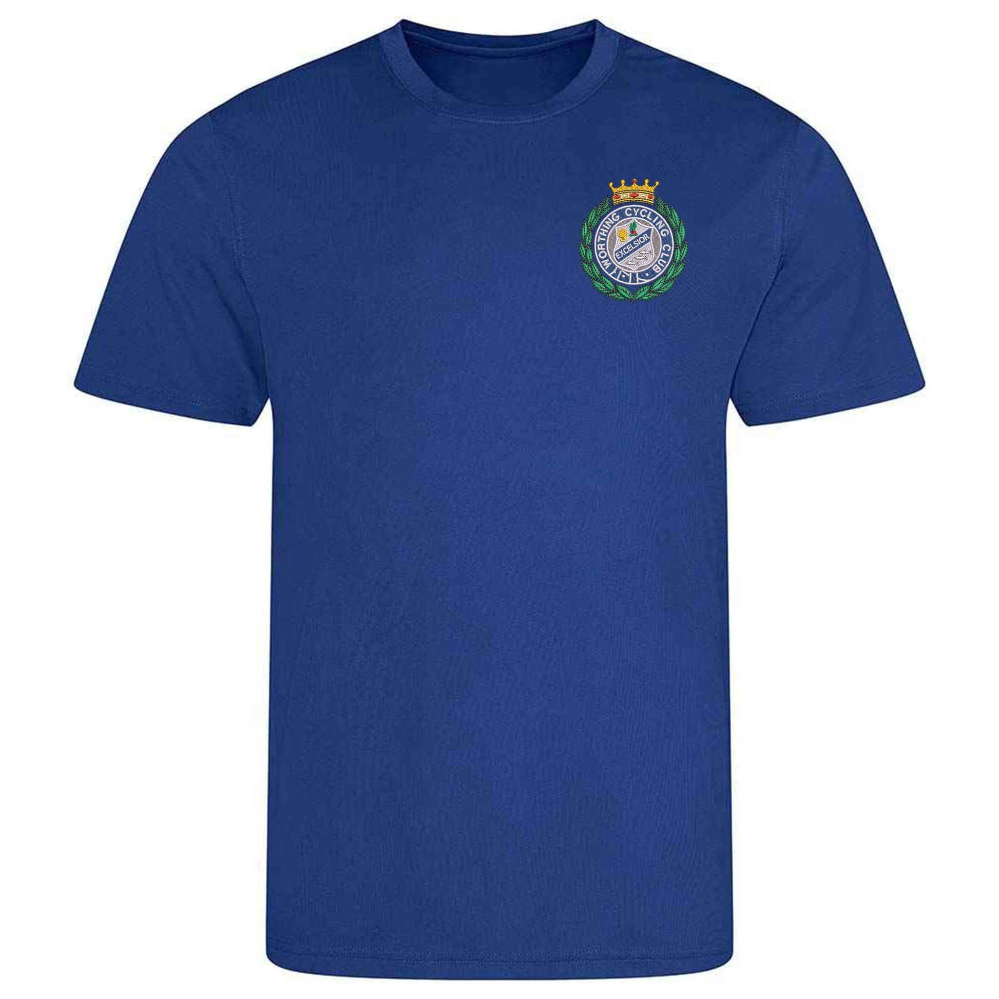 Worthing Excelsior Cycling Club Embroidered Wicking Material T-Shirt Navy S
