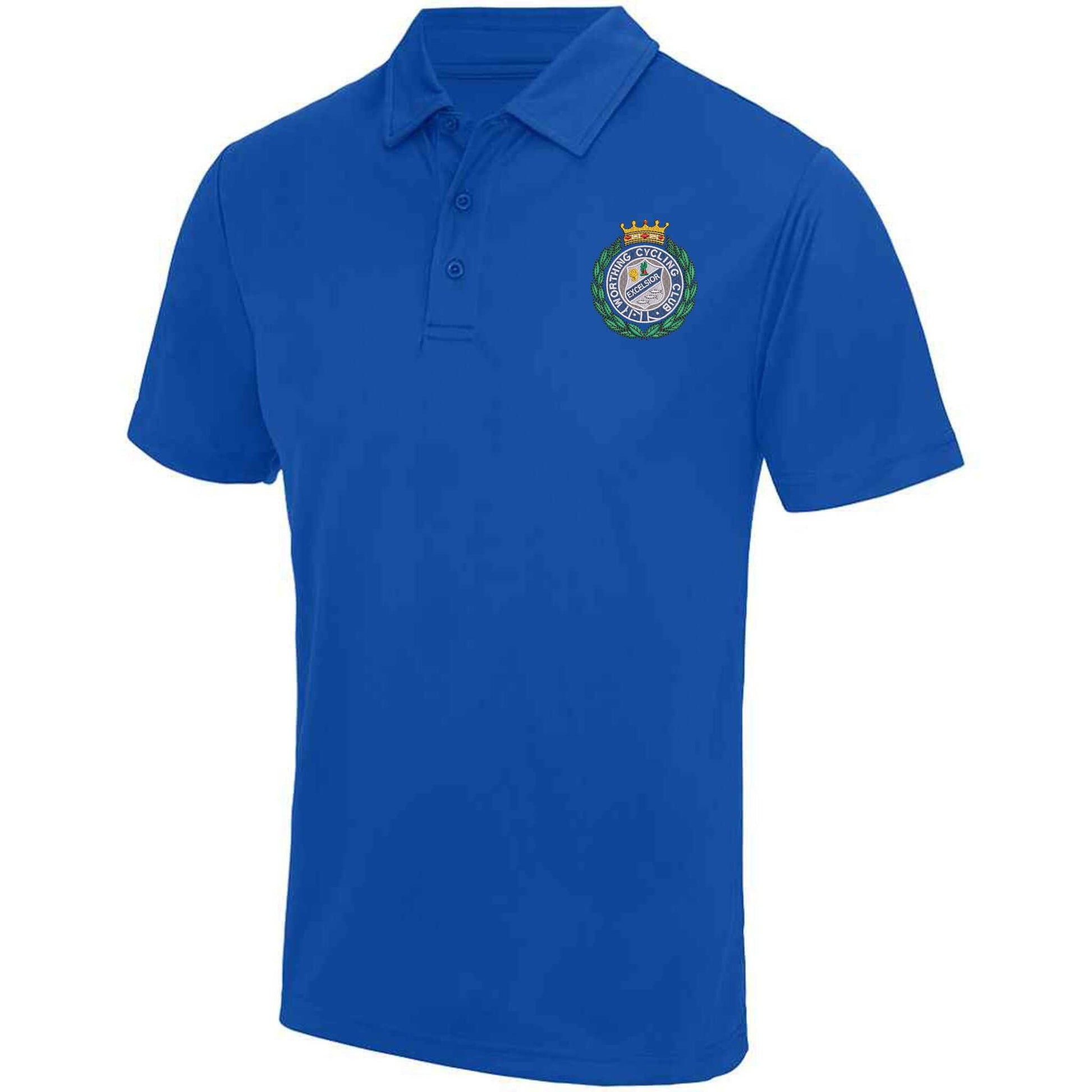 Worthing Excelsior Cycling Club Embroidered Wicking Material Polo Shirt Royal Blue S