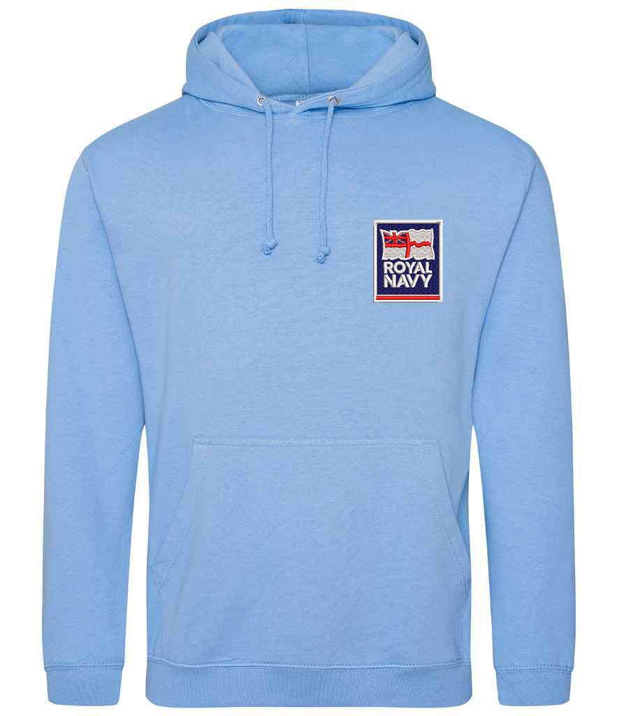 Royal Navy Hoodie with Embroidered Logo Sky Colour