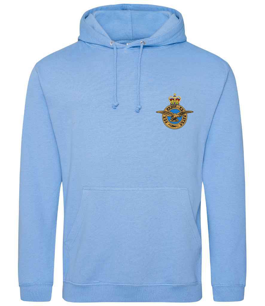 Royal Air Force Hoodie with Embroidered Logo in Sky Blue