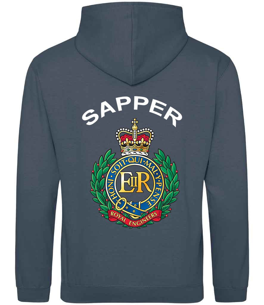 Royal Engineers Hoodie with embroidered logo in Stone Blue