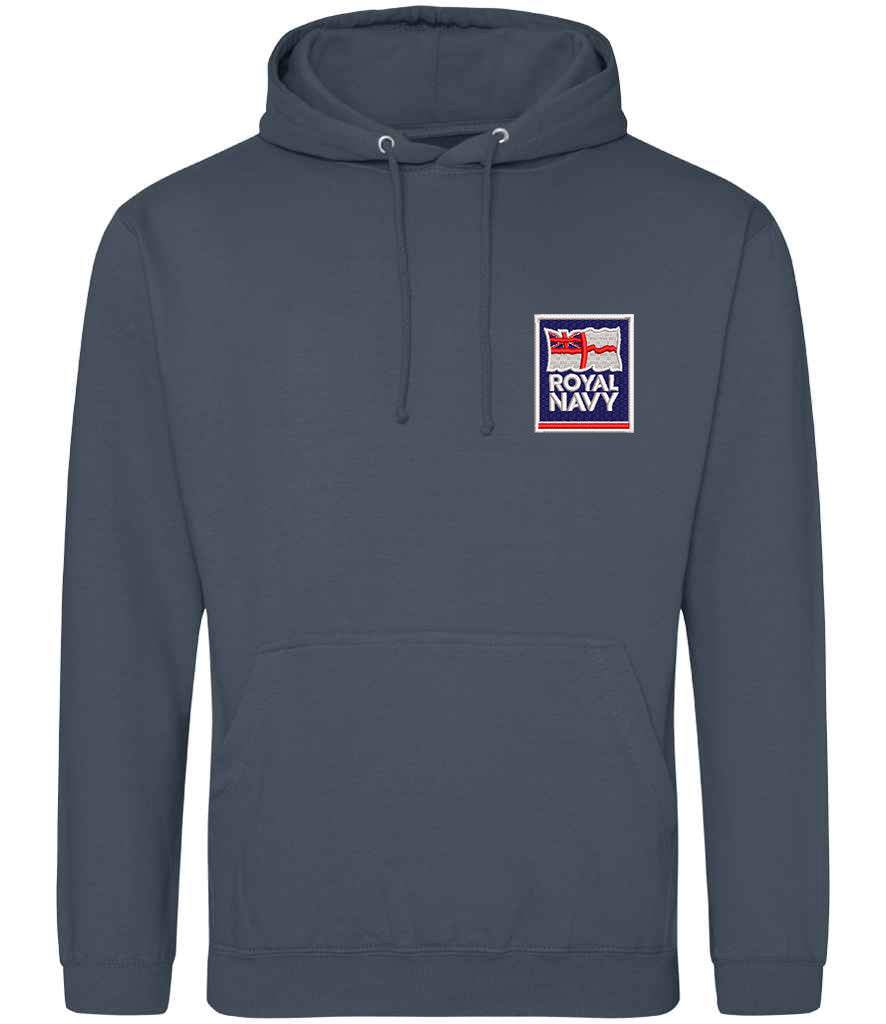 Royal Navy Hoodie with Embroidered Logo Stone Blue Colour