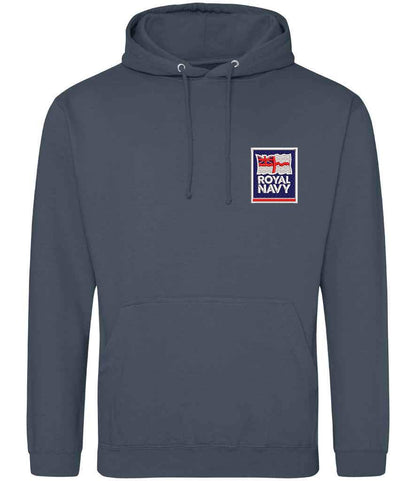 Royal Navy Hoodie with Embroidered Logo Stone Blue Colour