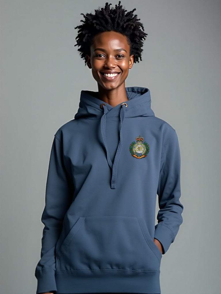 Royal Engineers Hoodie with embroidered logo in Stone Blue