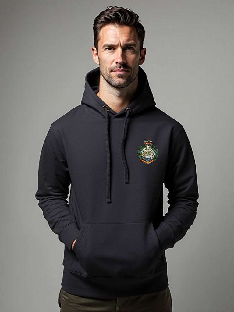 Navy Royal Engineers hoodie with premium embroidered Royal Engineers logo. Perfect military hoodie for UK veterans, serving Sappers, and armed forces supporters.