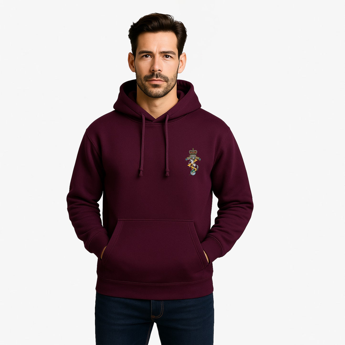REME Hoodie Embroidered Logo Premium Weight(310gsm)-maroon