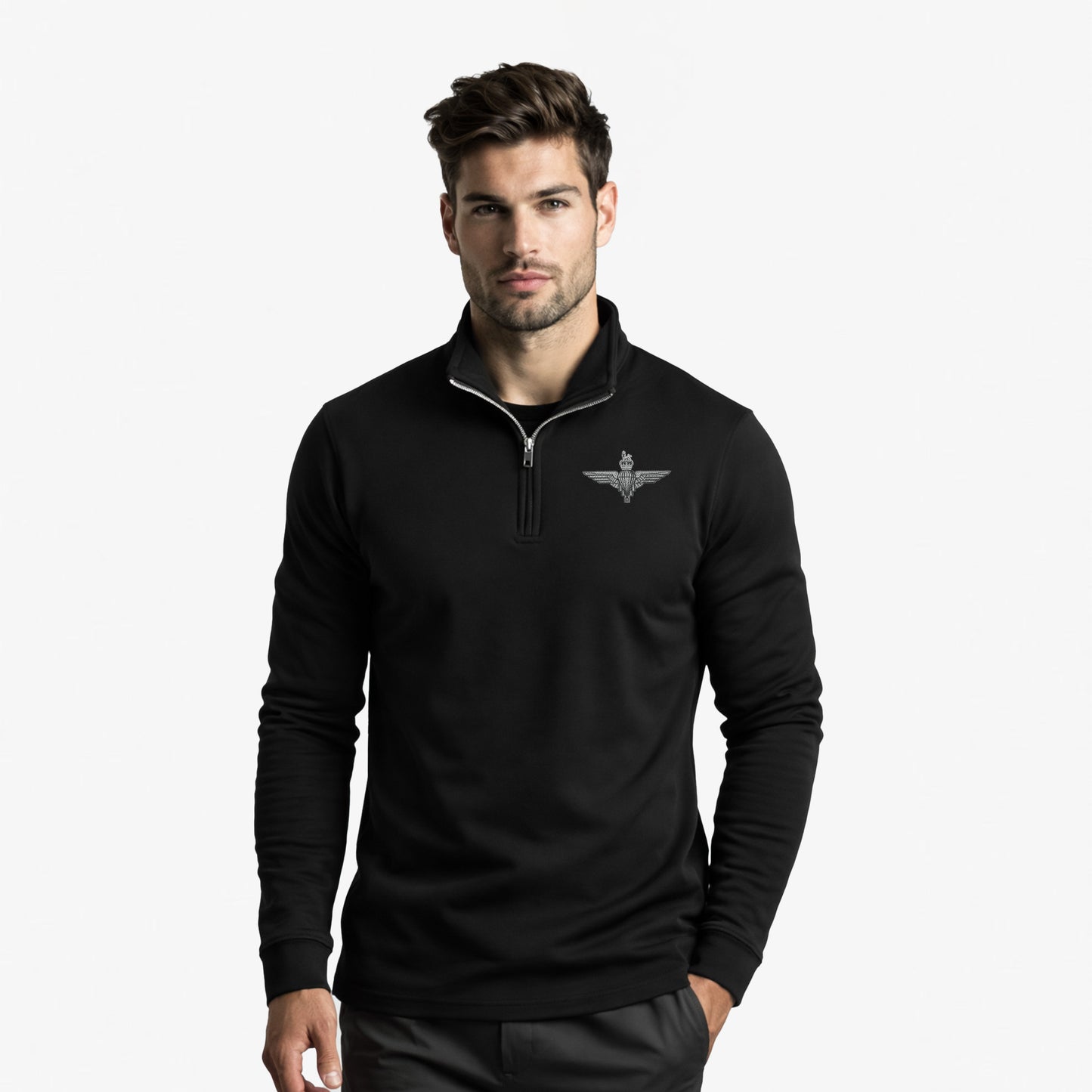 The Parachute Regiment Premium Embroidered Quarter Zip Sweat Shirt