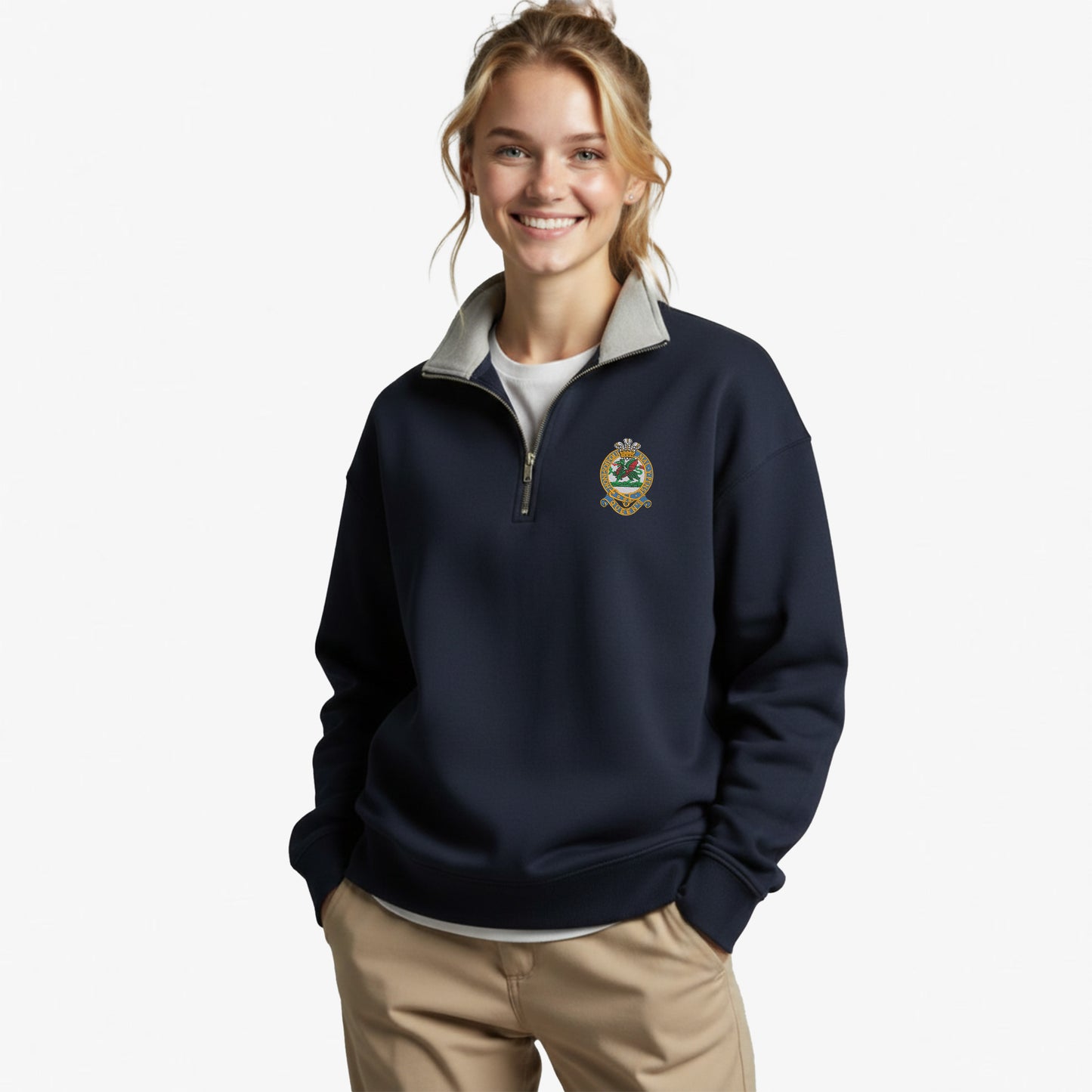 Queens Regiment Premium Embroidered Quarter Zip Sweatshirt