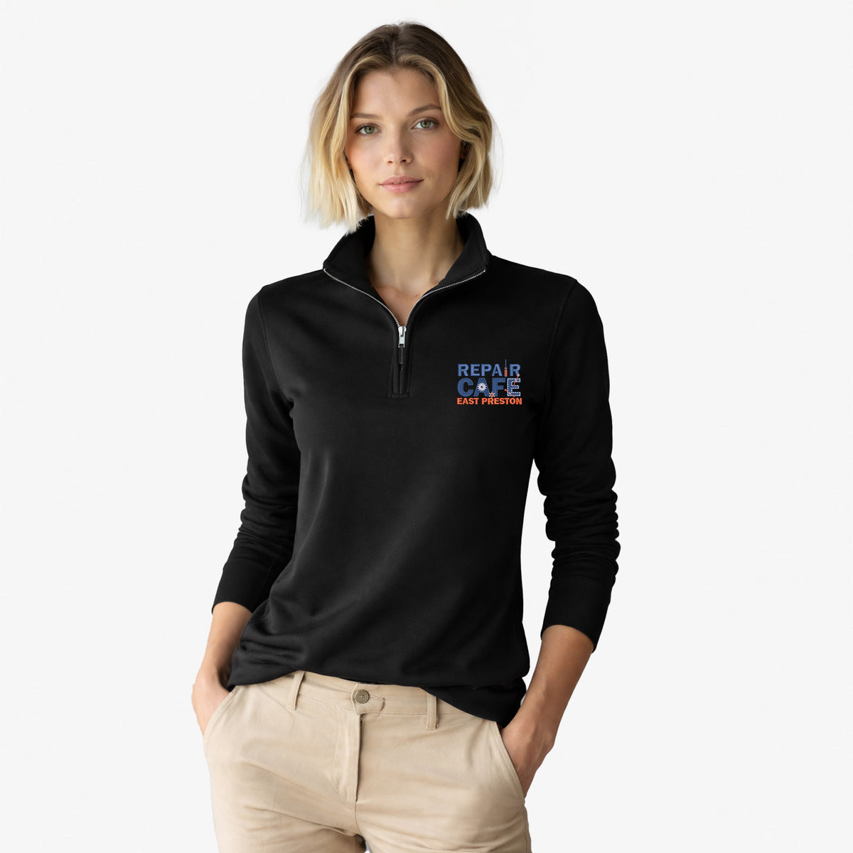 Repair Cafe East Preston Embroidered 1/4 Zipp Sweat Shirt