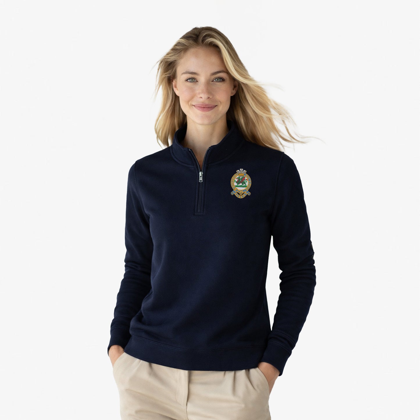 Queens Regiment Premium Embroidered Quarter Zip Sweatshirt