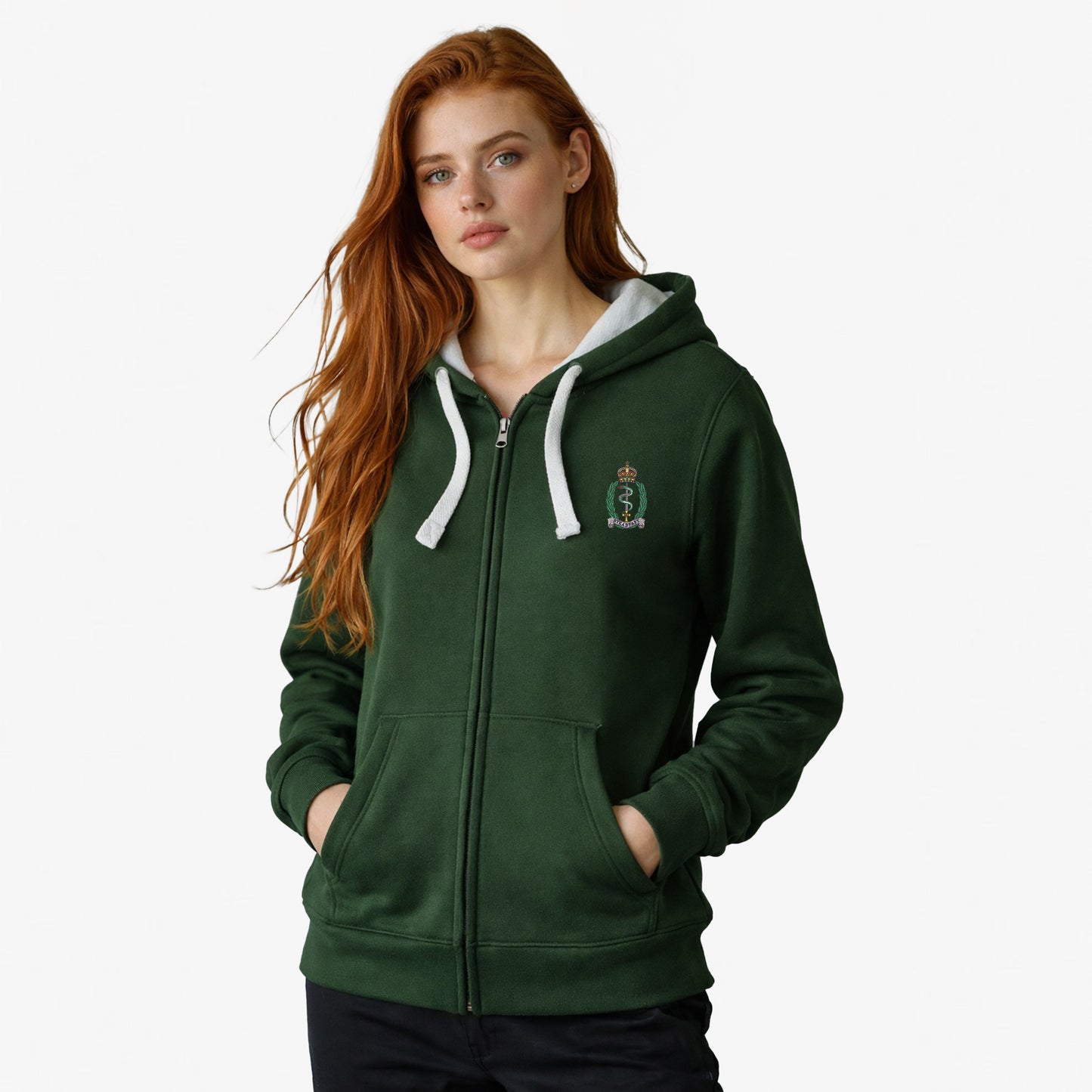 Royal Army Medical Service Ultra Premium Embroidered Contrast Zipped Hoodie