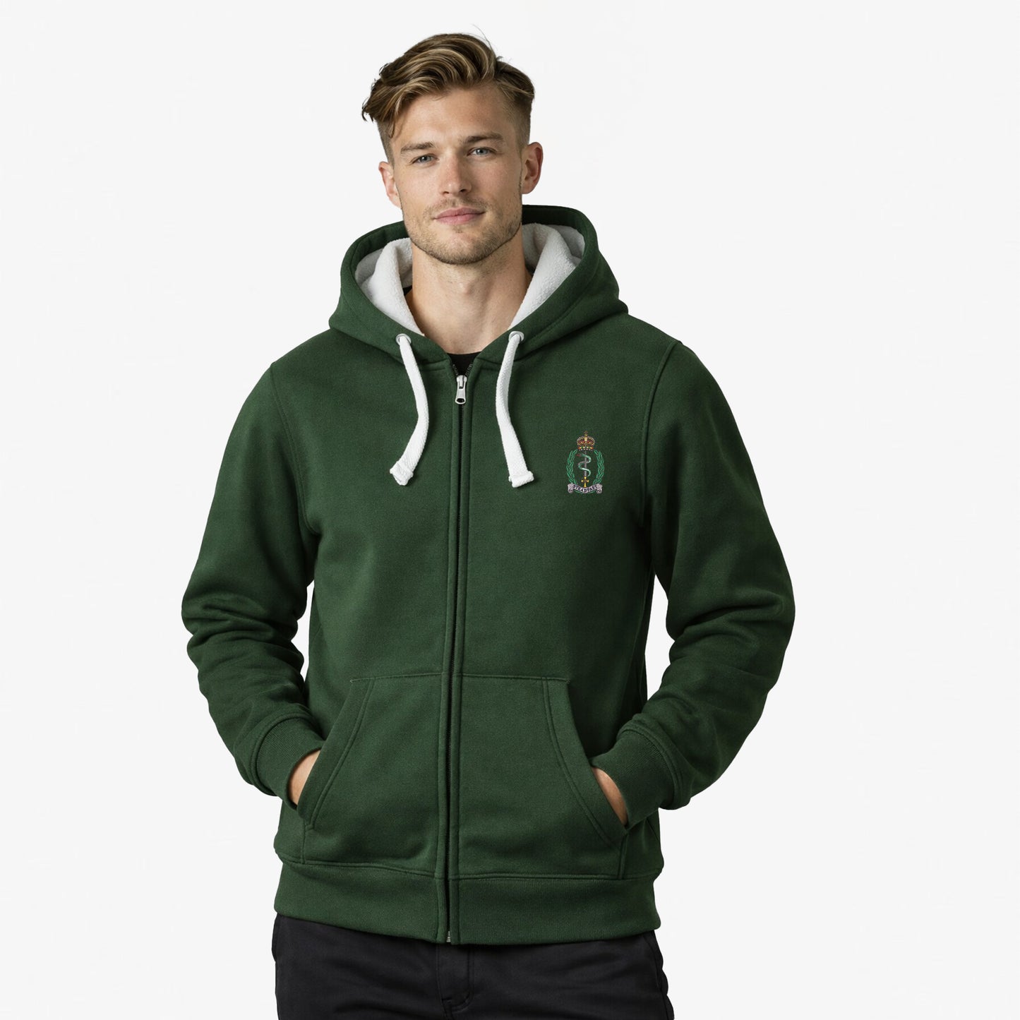 Royal Army Medical Service Ultra Premium Embroidered Contrast Zipped Hoodie