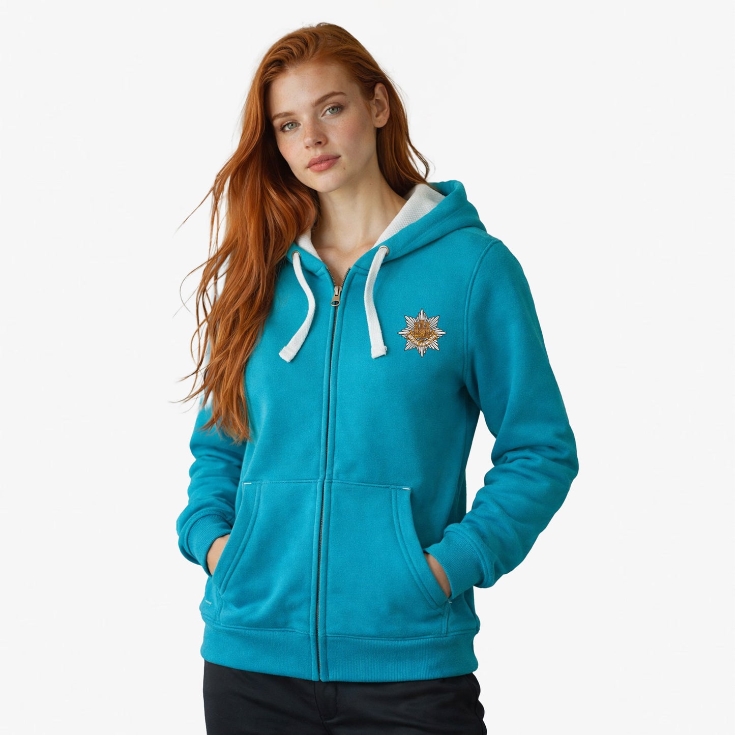 Royal Anglian Regiment Ultra Premium Embroidered Contrast Zipped Hoodie