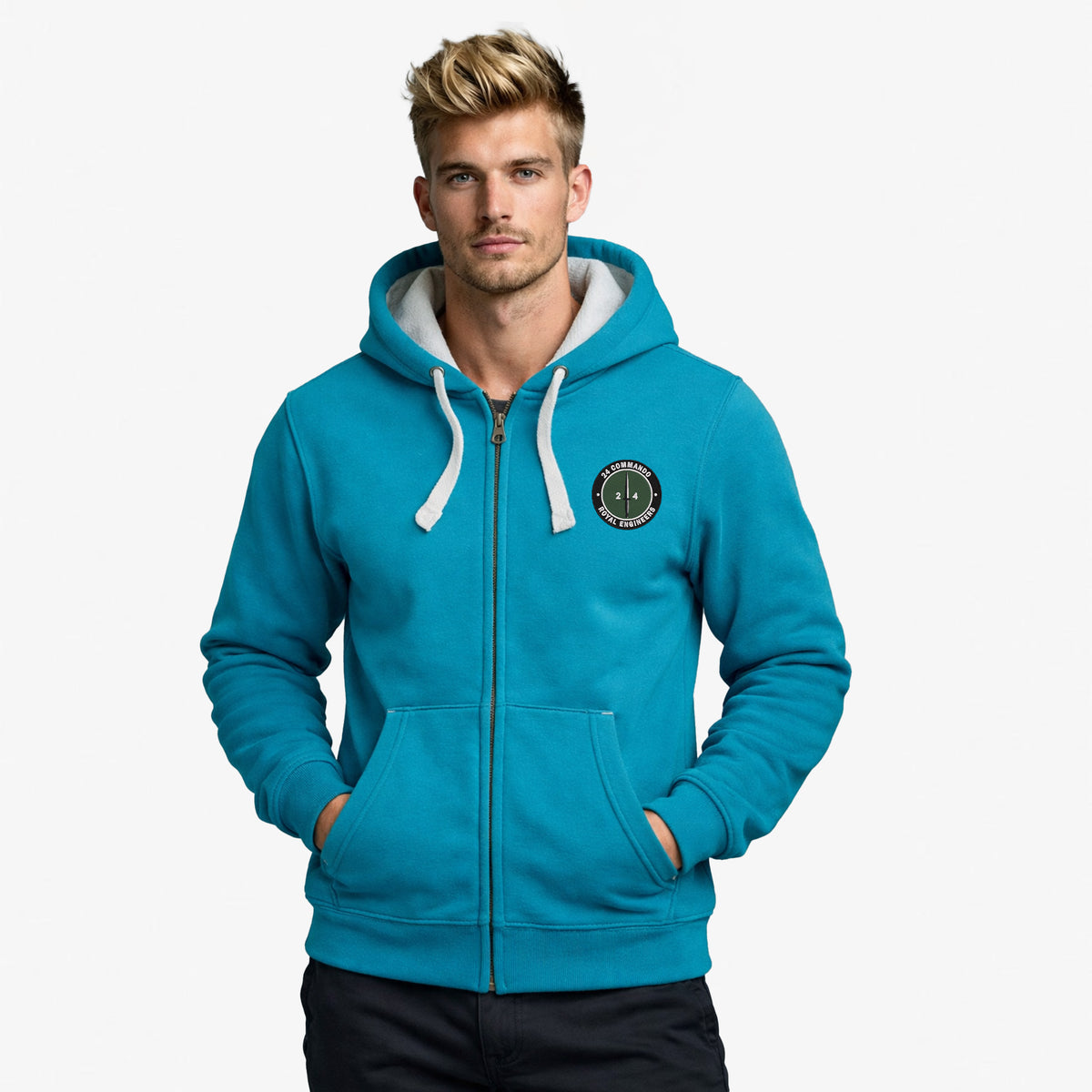 24 Commando Engineer Regiment Ultra Premium Embroidered Contrast Zipped Hoodie