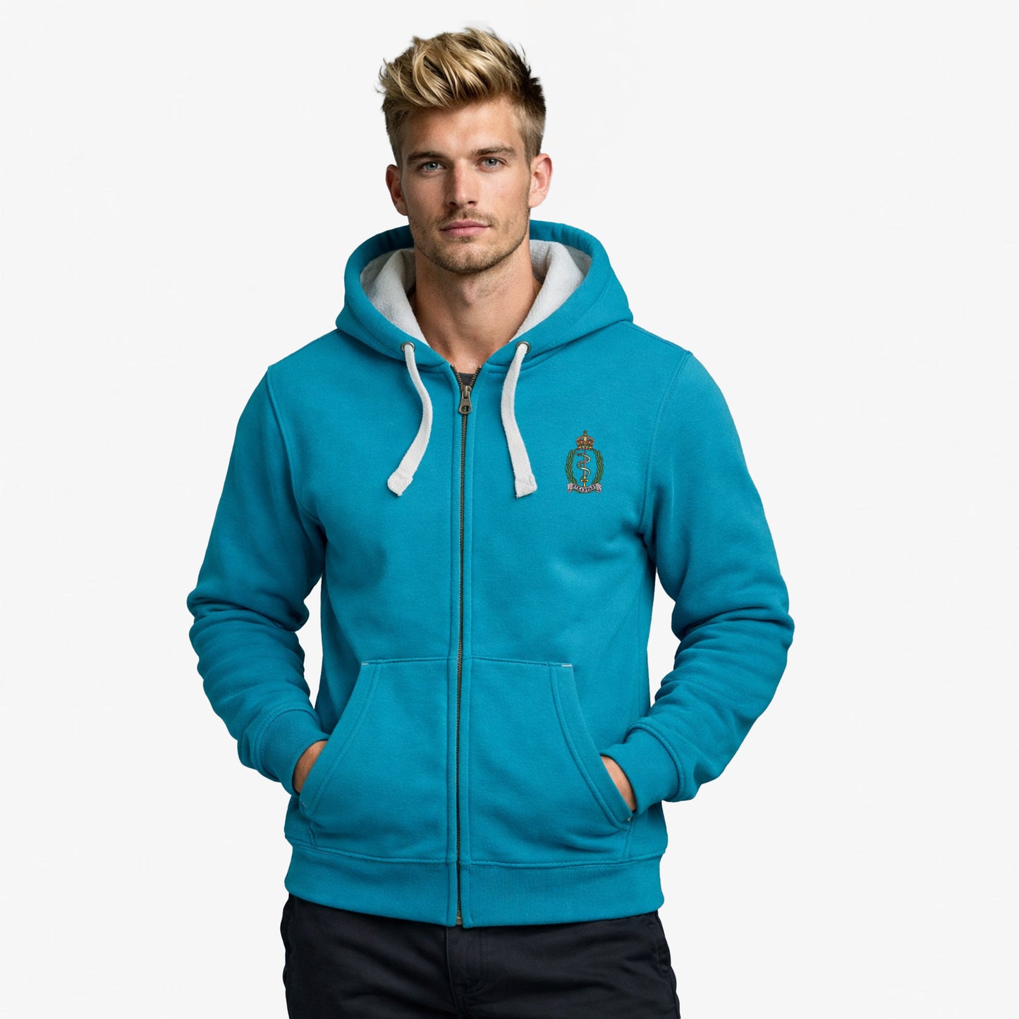 Royal Army Medical Service Ultra Premium Embroidered Contrast Zipped Hoodie