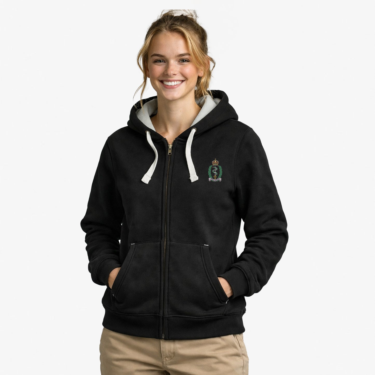 Royal Army Medical Service Ultra Premium Embroidered Contrast Zipped Hoodie