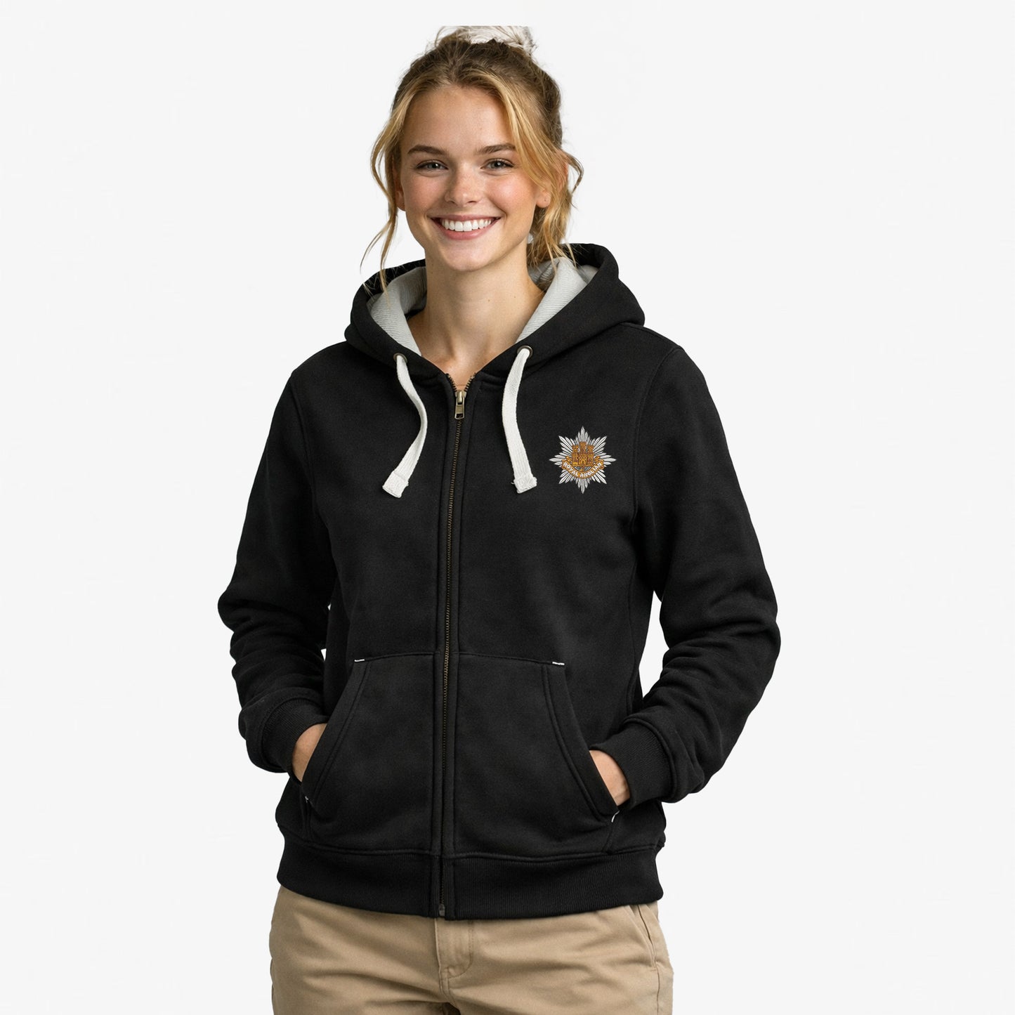 Royal Anglian Regiment Ultra Premium Embroidered Contrast Zipped Hoodie