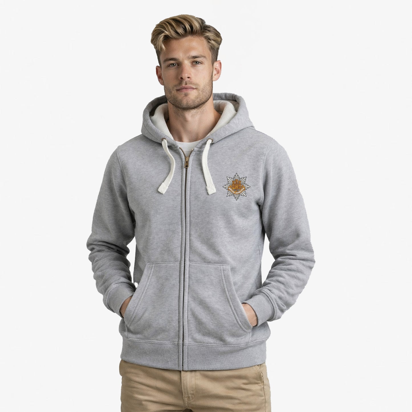 Royal Anglian Regiment Ultra Premium Embroidered Contrast Zipped Hoodie