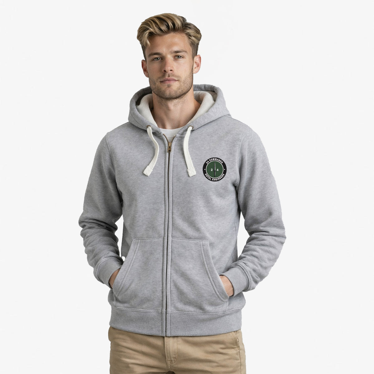 24 Commando Engineer Regiment Ultra Premium Embroidered Contrast Zipped Hoodie