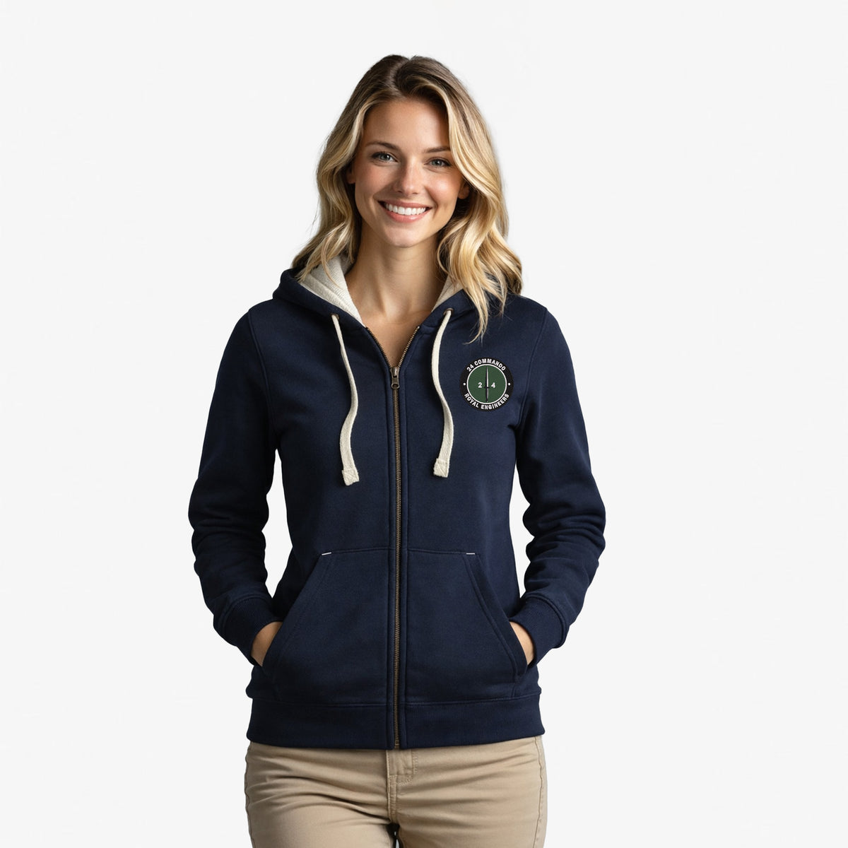 24 Commando Engineer Regiment Ultra Premium Embroidered Contrast Zipped Hoodie