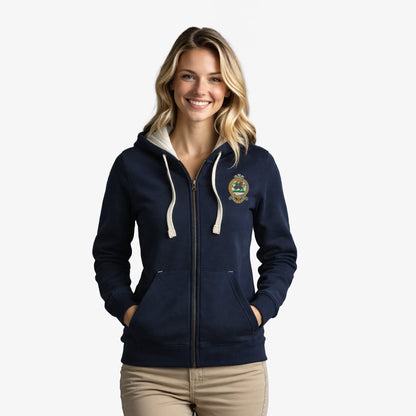 Queens Regiment Ultra Premium Embroidered Contrast Zipped Hoodie