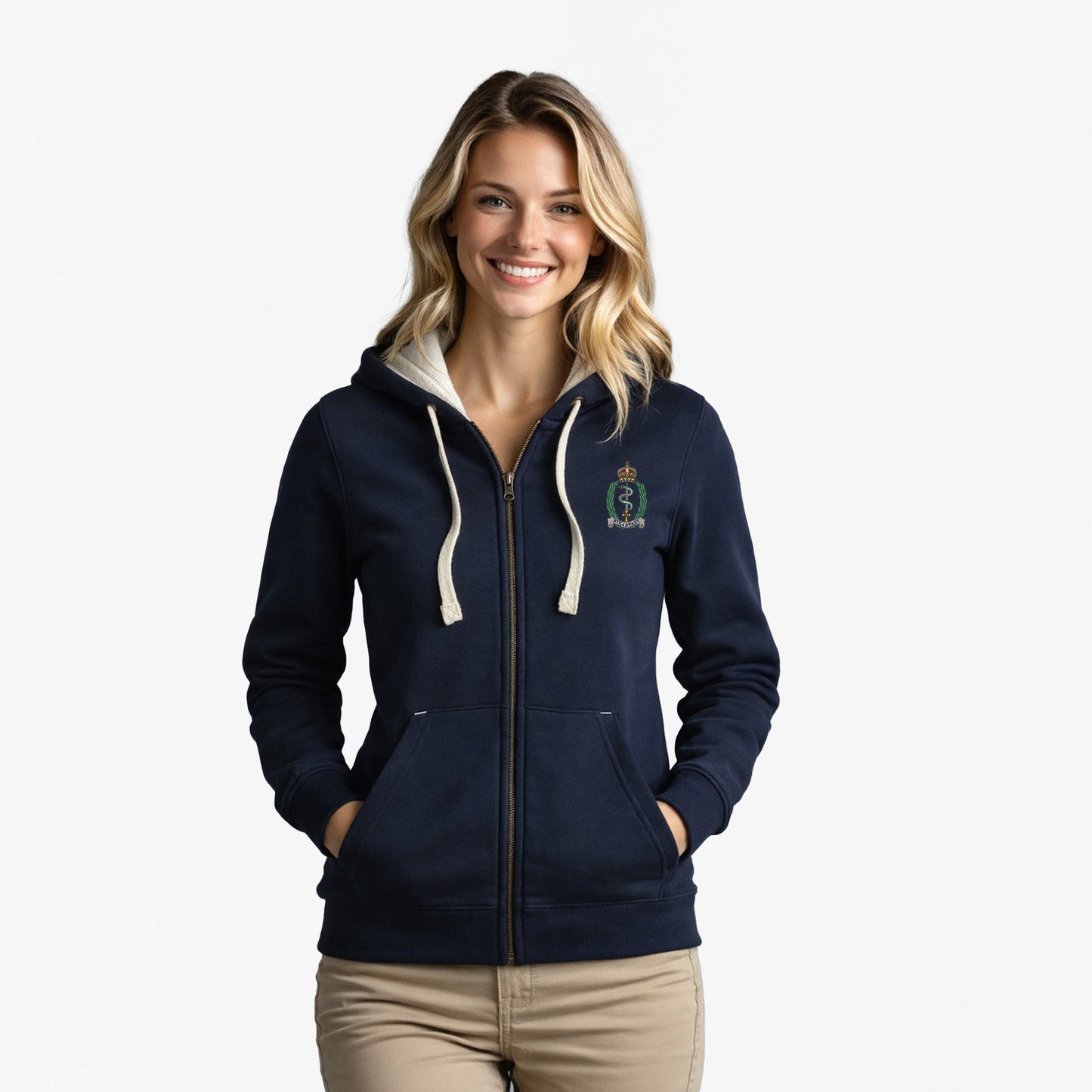 Royal Army Medical Service Ultra Premium Embroidered Contrast Zipped Hoodie