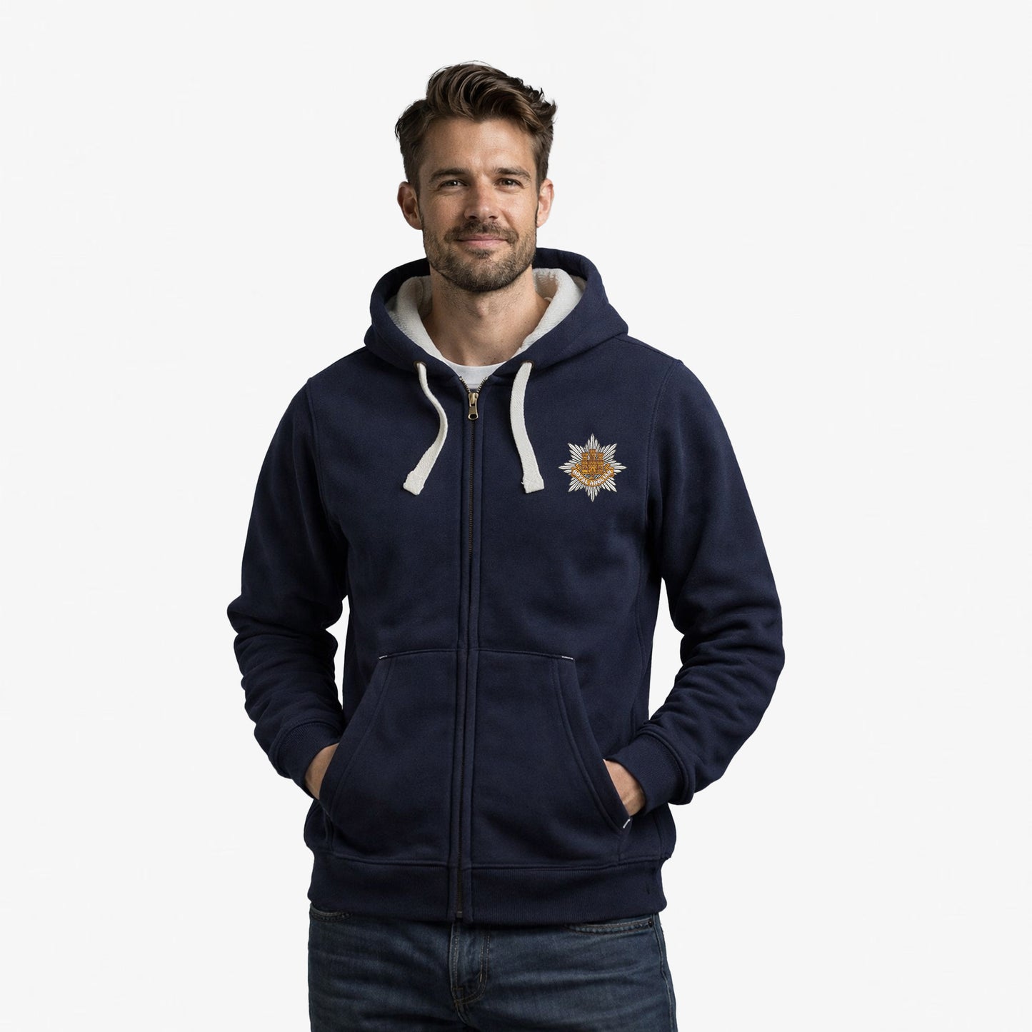 Royal Anglian Regiment Ultra Premium Embroidered Contrast Zipped Hoodie