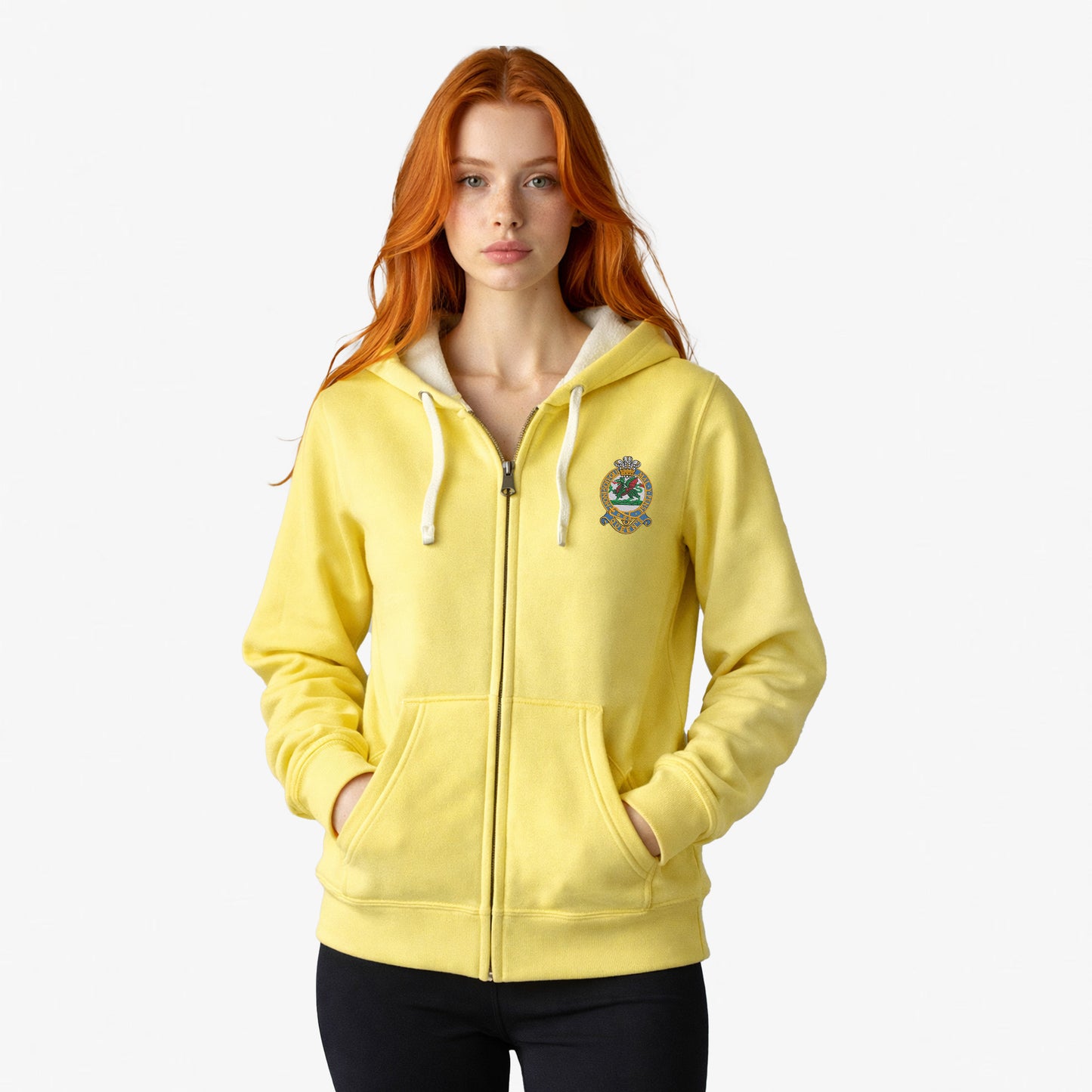 Queens Regiment Ultra Premium Embroidered Contrast Zipped Hoodie