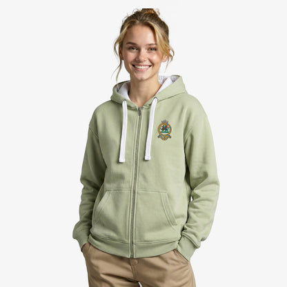 Queens Regiment Ultra Premium Embroidered Contrast Zipped Hoodie