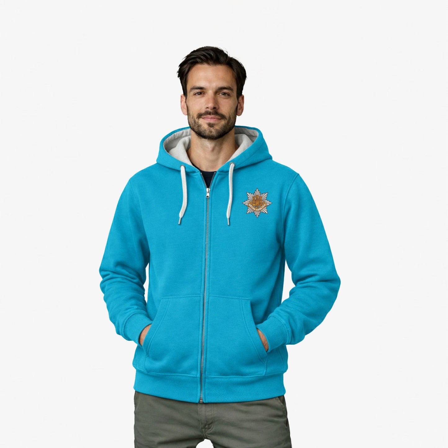 Royal Anglian Regiment Ultra Premium Embroidered Contrast Zipped Hoodie