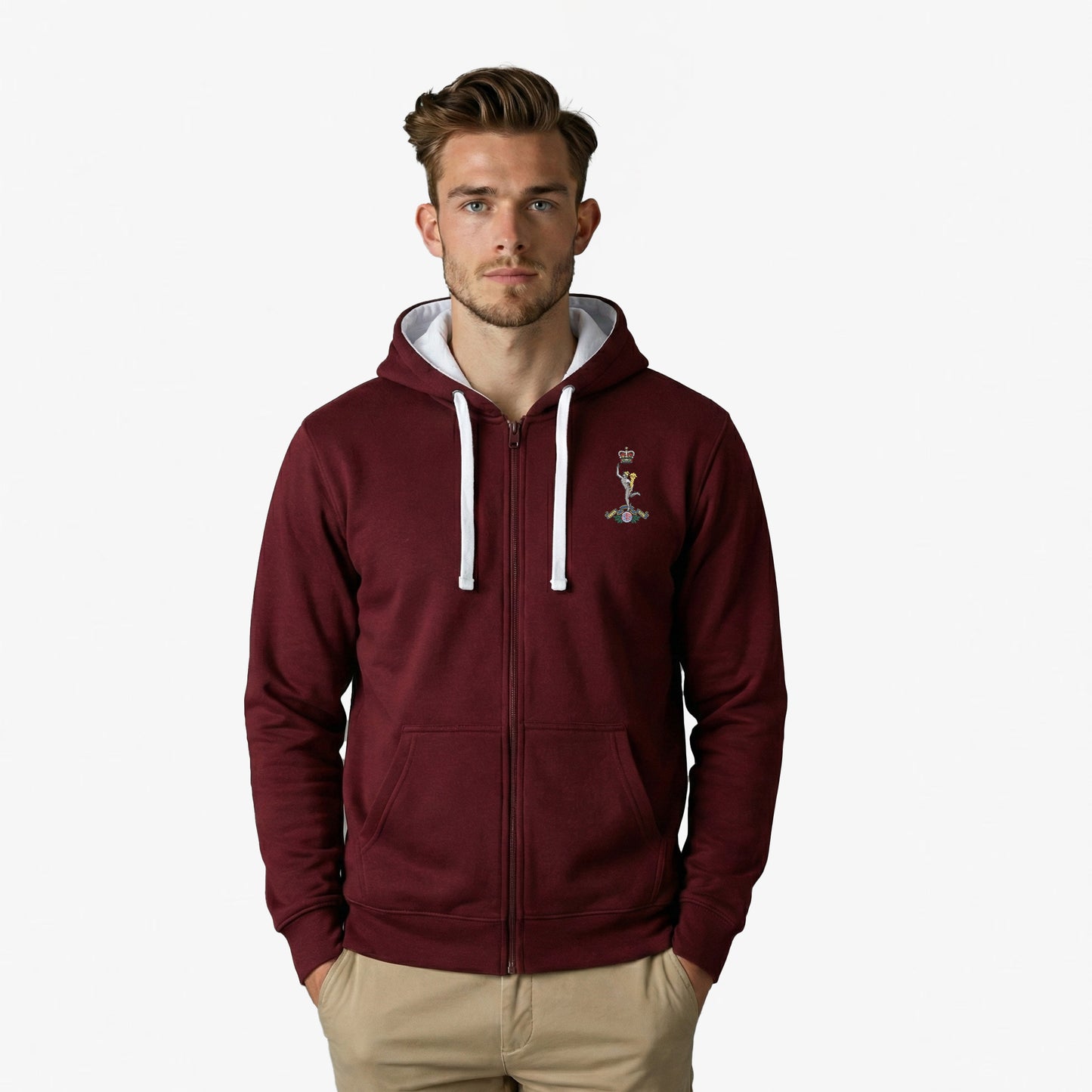 Royal Signals Ultra Premium Embroidered Contrast Zipped Hoodie