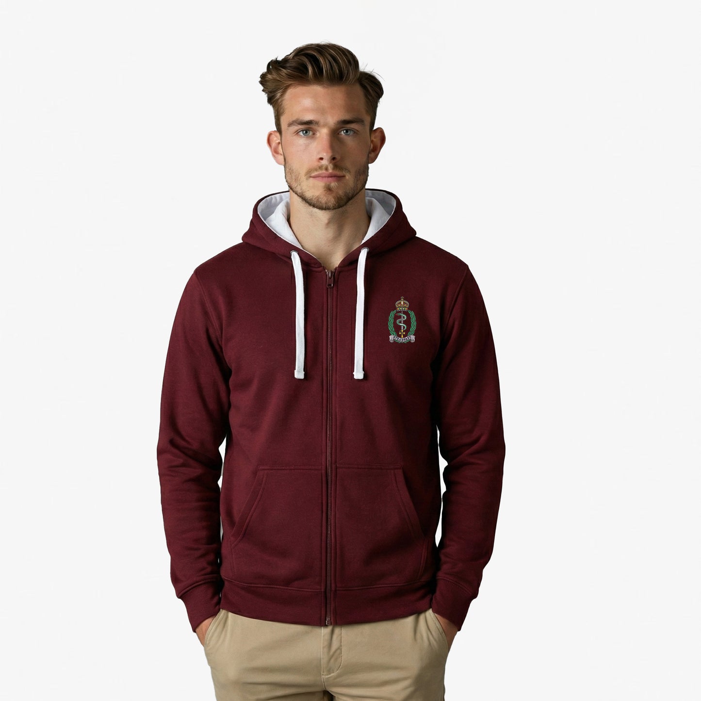 Royal Army Medical Service Ultra Premium Embroidered Contrast Zipped Hoodie
