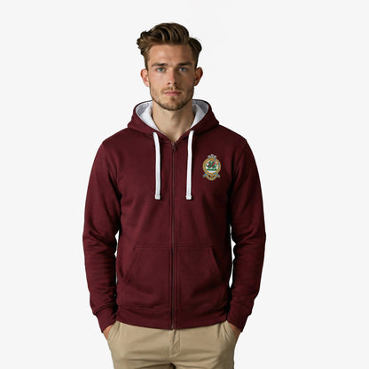 Queens Regiment Ultra Premium Embroidered Contrast Zipped Hoodie