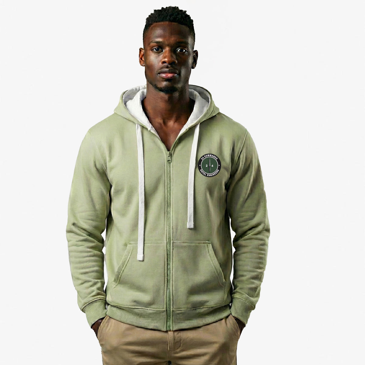 24 Commando Engineer Regiment Ultra Premium Embroidered Contrast Zipped Hoodie