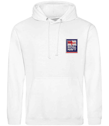 Royal Navy Hoodie with Embroidered Logo White Colour